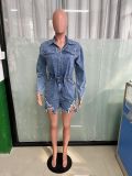 Casual Tassel Denim Long Sleeve Romper LX-3559