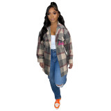 Loose Plaid Print Shirt Coat XMF-331