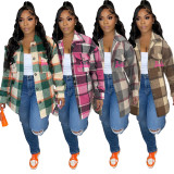 Loose Plaid Print Shirt Coat XMF-331