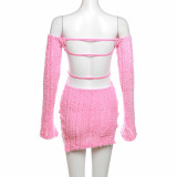 One Shoulder Backless Knits Mini Dress XEF-37780