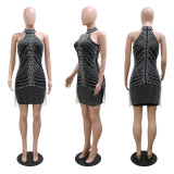 Sexy Halter Sleeveless Hot Drill Mini Dress CYA-900821