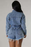 Casual Tassel Denim Long Sleeve Romper LX-3559