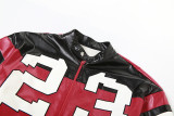 Contrast Color Embroidery Splicing Faux Leather Jacket XEF-37660