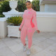 Print Color Blocking Sport Two Piece Pants Set XMF-328