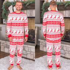Christmas Print Contrast Color Parent-child HomeTwo Piece Set GSGS-0532