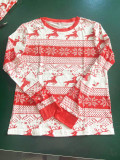 Christmas Print Contrast Color Parent-child HomeTwo Piece Set GSGS-0532