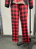 Christmas Fawn Print Round Neck Plaid Family Parent Set GSGS-0523