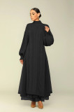 Casual Knit Slit Pullover Mesh Two Piece Skirt Set TR-1290