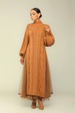Casual Knit Slit Pullover Mesh Two Piece Skirt Set TR-1290