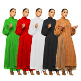 Casual Knit Slit Pullover Mesh Two Piece Skirt Set TR-1290