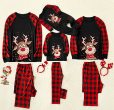 Christmas Fawn Print Round Neck Plaid Family Parent Set GSGS-0523