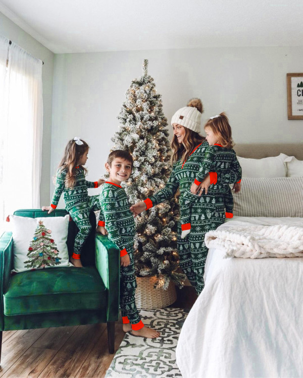 Christmas Printed Color Clash Parent-Child Family Set GSGS-0581