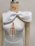 Sleeveless Solid Color Cutout Bow Mini Dress NY-10656