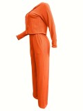 Solid Zipper Hoodies Pants Sport Two Piece Set ORY-5256
