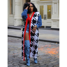 Patchwork Thickened Star Print Sweater Coat QYXZ-9155
