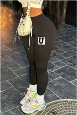 Letter Print Solid Tight Pants GYZY-8851