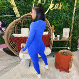 Print V Neck Tight Zipper Jumpsuit YF-10662