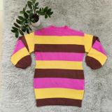 Contrast Color Stripe Knit Sweater Dress GYSF-8005