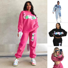 Letter Print Long Sleeve Sweatshirt Pants Suit GDLF-YYMKLN98