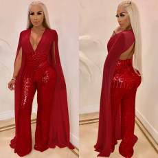 Plus Size Sexy Sequins Evening Fashion Jumpsuits MOS-M868
