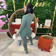 Print V Neck Tight Zipper Jumpsuit YF-10662