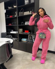 Solid Color Casual Bubble Fleece Two Piece Pants Set OY-6513