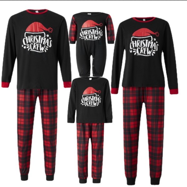 Round Neck Plaid Printed Christmas Parent-child Pajama Suit  YLDF-935