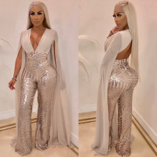 Plus Size Sexy Sequins Evening Fashion Jumpsuits MOS-M868