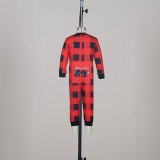 Christmas Plaid Print Family Matching Parent-Child Two Piece Set YLDF-201009