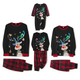 Christmas Moose Print Plaid Family Matching Pajama Set YLDF-478
