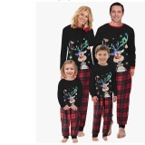 Christmas Moose Print Plaid Family Matching Pajama Set YLDF-478