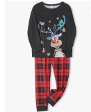 Christmas Moose Print Plaid Family Matching Pajama Set YLDF-478