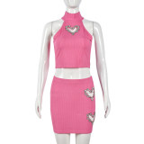 Loving Rhinestone Tank Tops And Skirts 2 Piece Set GNZD-9612SD