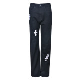 Fashion Embroider Print Hollow Out Slim Jeans GNZD-8082DN