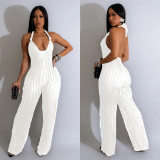 Deep V Neck Backless Halter Jumpsuit BY-6737