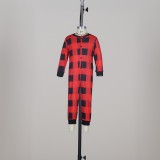 Christmas Plaid Print Family Matching Parent-Child Two Piece Set YLDF-201009