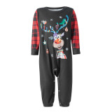 Christmas Moose Print Plaid Family Matching Pajama Set YLDF-478
