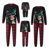 Christmas Moose Print Plaid Family Matching Pajama Set YLDF-478