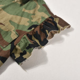 Camouflage Printed Ruffle Sleeve Jacket GNZD-9151TD