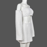 Wrap Chest Tops And Skirt Plush 2 Piece Set GNZD-9627SD