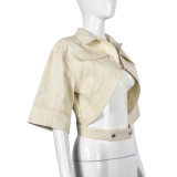 Half Sleeeve Lapel Neck Short Coat GNZD-9536TD