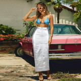 Patchwork Split PU Leather Half-body Skirt  GNZD-7662SG