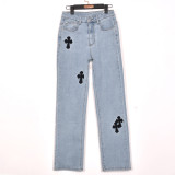 Fashion Embroider Print Hollow Out Slim Jeans GNZD-8082DN