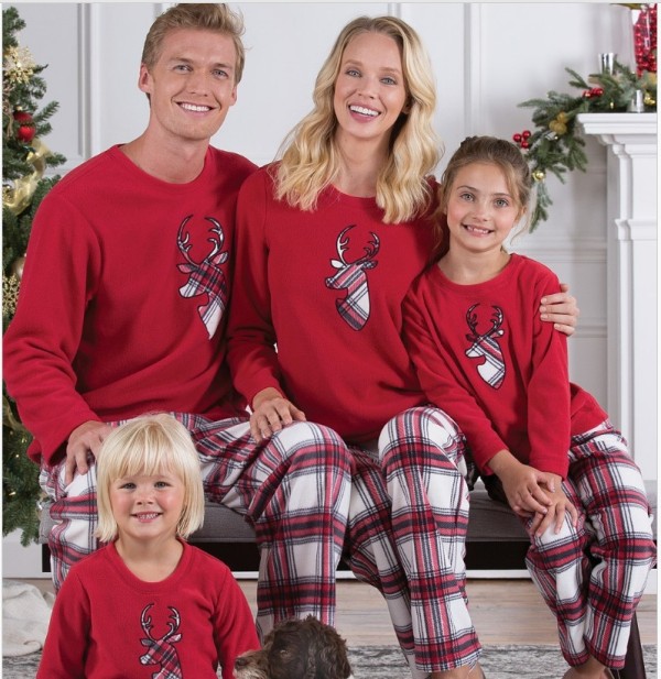 Christmas Moose Print Striped Plaid Parent Set YLDF-201002