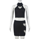 Loving Rhinestone Tank Tops And Skirts 2 Piece Set GNZD-9612SD
