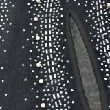 Sexy Mesh Hot Drill Slash Neck Mini Dress BY-6685