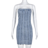 Sexy Wrap Chest Backless Denim MIni Dress GNZD-9220DD
