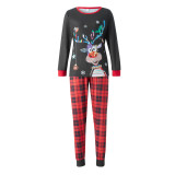 Christmas Moose Print Plaid Family Matching Pajama Set YLDF-478