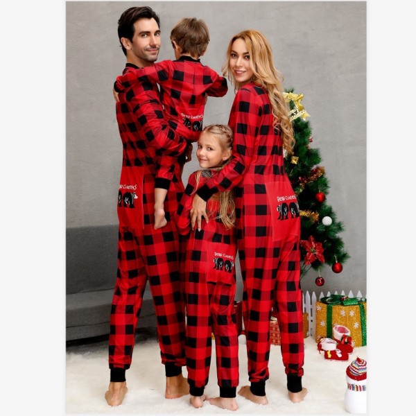Christmas Plaid Print Family Matching Parent-Child Two Piece Set YLDF-201009