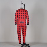 Christmas Plaid Print Family Matching Parent-Child Two Piece Set YLDF-201009